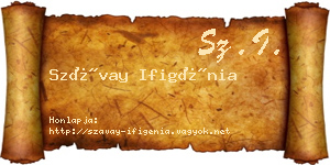 Szávay Ifigénia névjegykártya
